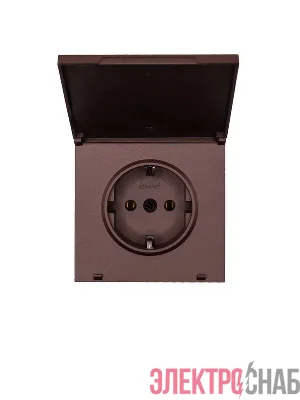 Розетка 1-мест. с/з с крышкой ПБТ СП ZIMA IP20 16А безвинт. зажим шоколад LEZARD 704-7388-123BQC