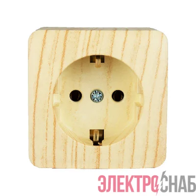 Розетка 1-м ОП VIOLA с заземл. беленый дуб LEZARD 751-5200-122