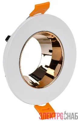 Светильник 4106 встраиваемый поворотный GU10 бел./золото пласт. IEK LT-UVB0-4106-GU10-1-K22