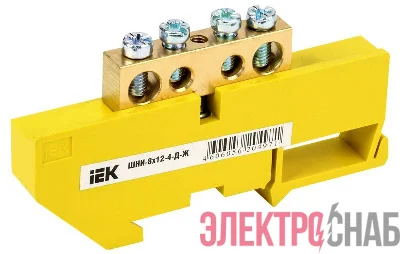 Шина PE "земля" на DIN-изол. ШНИ-8х12-4-Д-Ж IEK YNN10-812-4D-K05