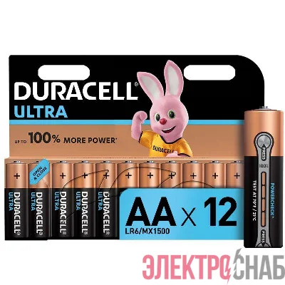 Элемент питания алкалиновый LR6-12BL Ultra (блист.12шт) Duracell Б0038766
