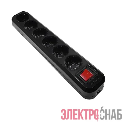 Колодка удлинителя 6-м с заземл. с выкл. АБС-пластик черн. UNIVersal 2241