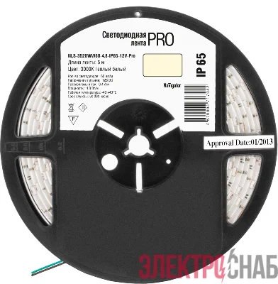 Лента светодиодная 71 704 NLS-3528WW60-4.8-IP65-12V-Pro R5 4.8Вт/м (уп.5м) Navigator 71704