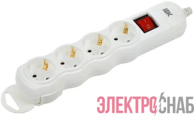 Колодка удлинителя 4-мест. с заземл. с выкл. РПр04В IEK WYP10-D-KP-16-04-ZKS-K01