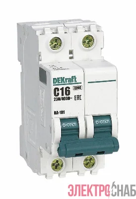 Выключатель автоматический модульный 2п C 16А 4.5кА ВА-101 DEKraft 11066DEK