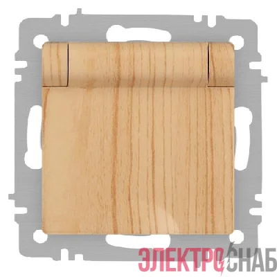 Розетка 1-м СП Accent 6-203-11 16А IP20 250В 2P+E Schuko с крышкой AL/CU сосна Intro Б0063479