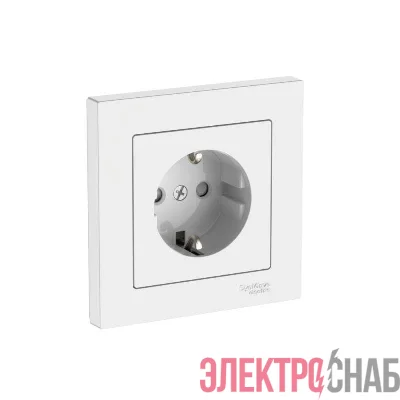 Розетка AtlasDesign 16А с заземл. защ. шторки быстрозажим. клем. в сборе бел. SE ATN000144S