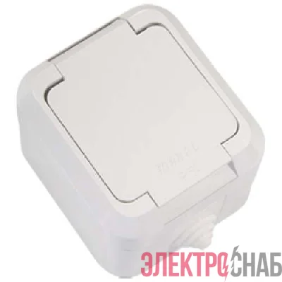 Розетка 1-м ОП 16А IP44 с заземл. с крышкой п/герм. бел. Makel 18304