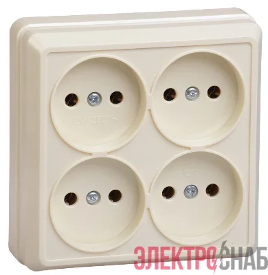 Розетка 4-м ОП Октава РС24-2-ОК 10А IP20 без заземл. крем. GENERICA ERO40-K33-10-DC