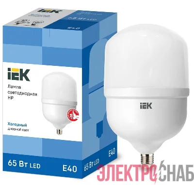 Лампа светодиодная HP 65Вт 230В 6500К E40 IEK LLE-HP-65-230-65-E40