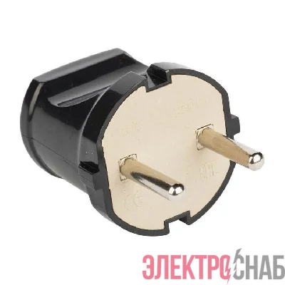 Вилка прямая 6А 250В без заземл. черн. EKF AVP6-30