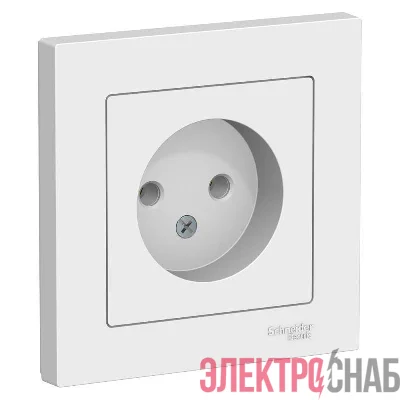 Розетка 1-м СП AtlasDesign 16А IP20 без заземл. в сборе бел. SE ATN000140