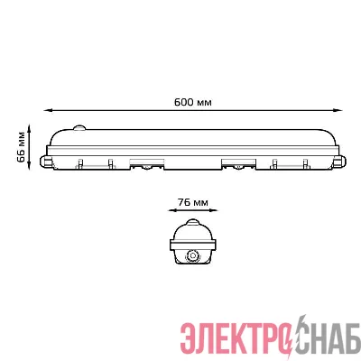 Светильник светодиодный EVO 18Вт 4000К IP65 1950лм 600х76х82мм ДСП линейный сквозная проводка матов. рассеив. GAUSS 864424218-S
