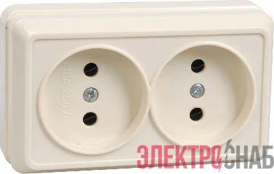 Розетка 2-м ОП Октава 10А IP20 без заземл. крем. GENERICA ERO20-K33-10-DC