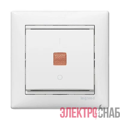 Механизм выключателя 1-кл. СП Valena 10А IP31 с зел. инд. бел. Leg 774410