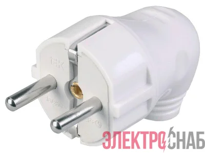 Вилка угловая ВПу11-01-Ст разборная с заземл. 16А бел. IEK EVP11-16-01-K01
