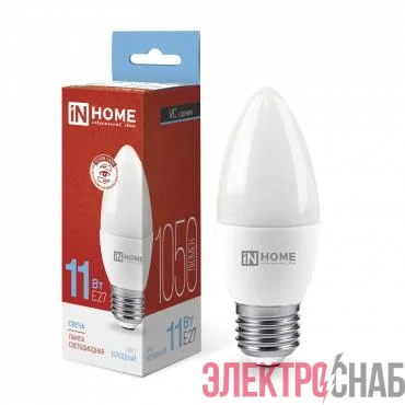 Лампа светодиодная LED-СВЕЧА-VC 11Вт свеча 6500К холод. бел. E27 1050лм 230В IN HOME 4690612024868