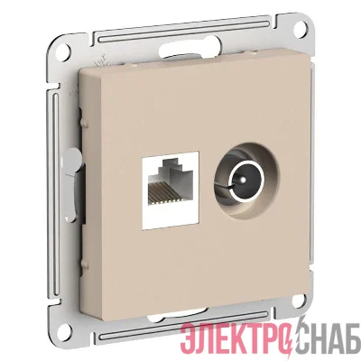 Розетка компьютерная + телевизионная 2-м AtlasDesign RJ45 кат.5E песочн. SE ATN001289