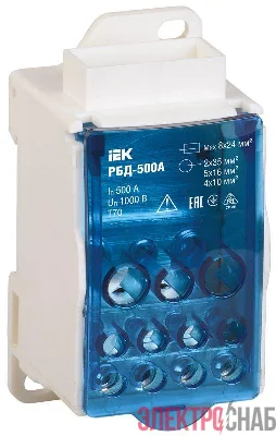 Блок распределительный на DIN-рейку РБД-500А IEK RBD-500