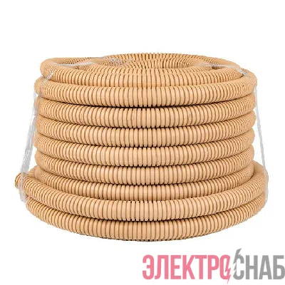 Труба гофрированная ПВХ d25мм с протяжкой свет. дерево (уп.25м) Plast PROxima EKF tg-z-25w