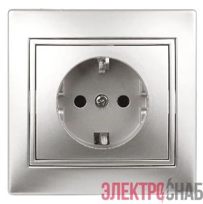 Розетка СП Plano 2P+E Schuko 1-202-03 16А-250В IP20 алюм. Intro Б0030058