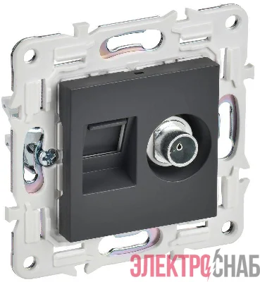 Розетка двойная TV+RJ45 кат.5E SKANDY SK-A14T титан IEK SK-AK20-1-K48