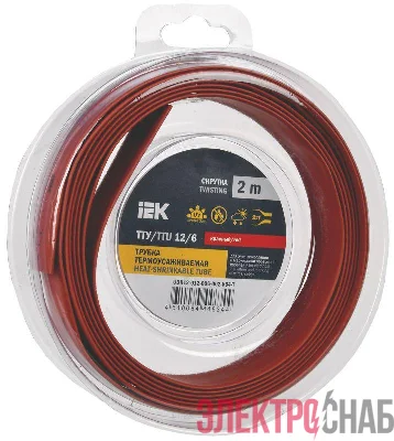 Трубка термоусадочная ТТУ нг-LS 12/6 красн. (уп.2м) IEK UDR12-012-006-002-K04-T