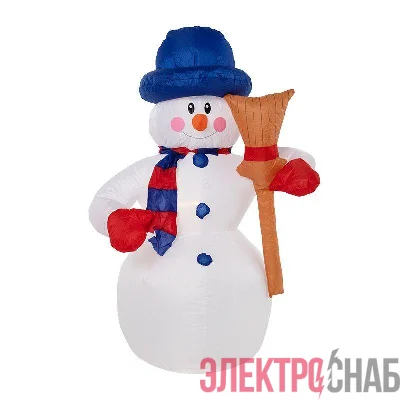 Фигура надувная 3D "Снеговик с метлой" 180см 4LED бел. 15Вт IP65 внутр. подсветка компрессор с адаптером 12В Neon-Night 511-122
