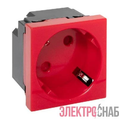 Розетка 45х45 (2 модуля) с заземл. красн. EKF E2MR16-028-70-45-SL
