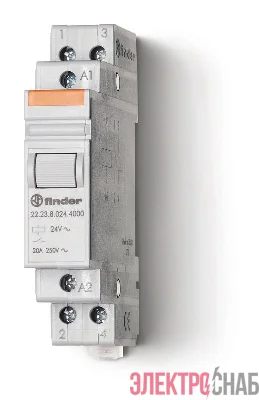 Контактор модульный 1NO + 1NC 20А AgSnO2 24В DC 17.5мм IP20 FINDER 222390244000