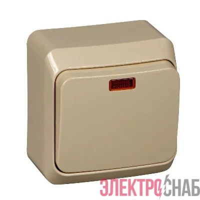 Выключатель 1-кл. ОП Этюд 10А IP20 с подсветкой крем. SE BA10-005K