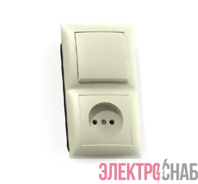 Блок СП БКВР-408 Селена (1-кл. выкл. + розетка) сл. кость Кунцево 8170
