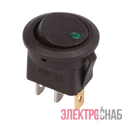 Выключатель клавишный круглый 12В 20А (3с) ON-OFF черн. подсветка зел. (RWB-215 MIRS-101Е-8С/D) Rexant 36-2583