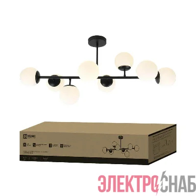 Светильник AURORA LUNA-8G9-BL 8xG9 потолочн. под лампу; плафоны матов./корпус черн. IN HOME 4690612062761