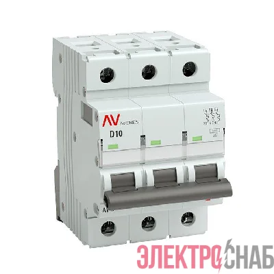 Выключатель автоматический модульный 3п D 10А 6кА AV-6 AVERES EKF mcb6-3-10D-av