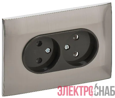 Розетка 2-м SKANDY 10А без заземл. без защ. шторок в сборе SK-R10N никель IEK SK-R20-10-K50-F