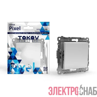 Переключатель проходной 1-кл. СП Pixel 10А IP20 механизм бел. TOKOV ELECTRIC TKE-PX-P1-C01