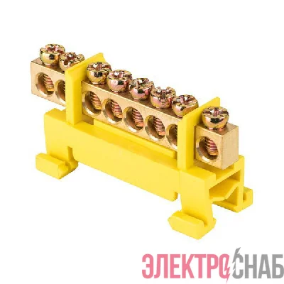 Шина нулевая PE 6х9 8 отвер. латунь желт. изолятор тип &quot;Стойка&quot; на DIN-рейку PROxima EKF sn0-63-8-sy