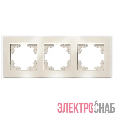 Рамка 3-м Афина стеклянная сл. кость (ivory) UNIVersal 2274