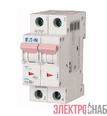 Выключатель автоматический модульный 2п C 16А 6кА PL6-C16/2 EATON 286567