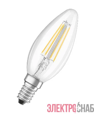 Лампа светодиодная филаментная LED STAR CLASSIC B 60 5W/827 5Вт свеча 2700К тепл. бел. E14 660лм 220-240В прозр. стекл. OSRAM 4058075116672