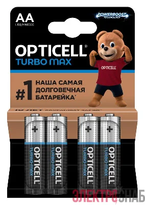 Элемент питания алкалиновый AA/LR6 (блист. 4шт) Turbo Max Opticell 6053003