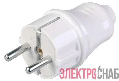 Вилка прямая ВПп10-01-Ст разборная с заземл. контактом 16А бел. IEK EVP10-16-01-K01
