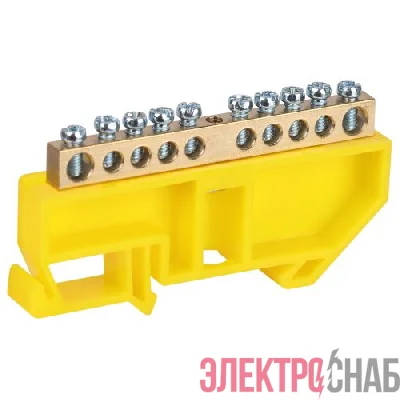 Шина PE земля на DIN-изоляторе ШНИ-6х9-10-Д NO-224-90 желт. Эра Б0062913