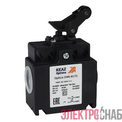 Выключатель концевой OptiLiS D4N-8172 рычаг роликовый вертикальное перемещение EN 50047 XCKT2127P16 КЭАЗ 365317