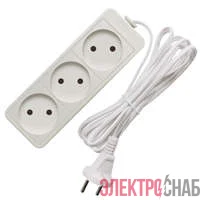 Удлинитель 3х1.5м без заземл. 6А IP20 1.3кВт ШВВП Союз 481S-0301