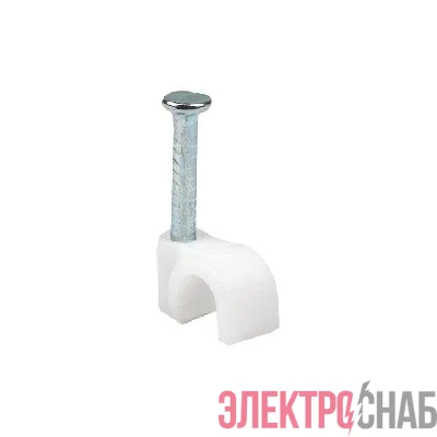 Скоба крепежная круглая с гвоздем d4мм пластик. (уп.50шт) EKF plcn-sr-4
