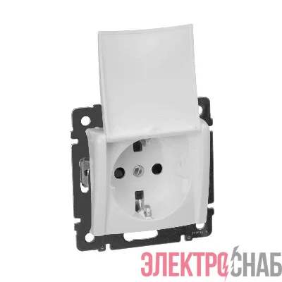 Механизм розетки 1-м СП Valena с защ. крышкой защ. шторки с заземл. бел. Leg 774422