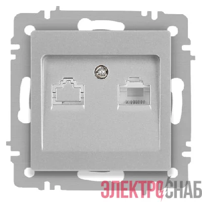 Розетка компьютерная 1-м СП Accent 6-303-03 RJ45 IP20 алюм. Intro Б0063630