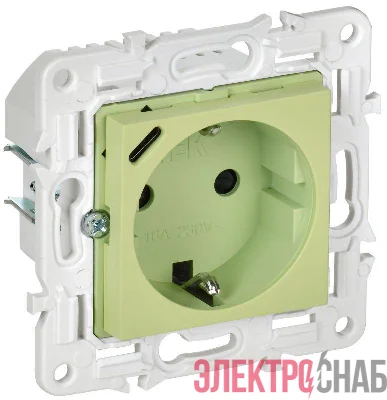 Розетка SKANDY 18Вт 16А с заземл. защ. шторки с USB C SK-R17G мятный IEK SK-R14-16-U14-018-K06